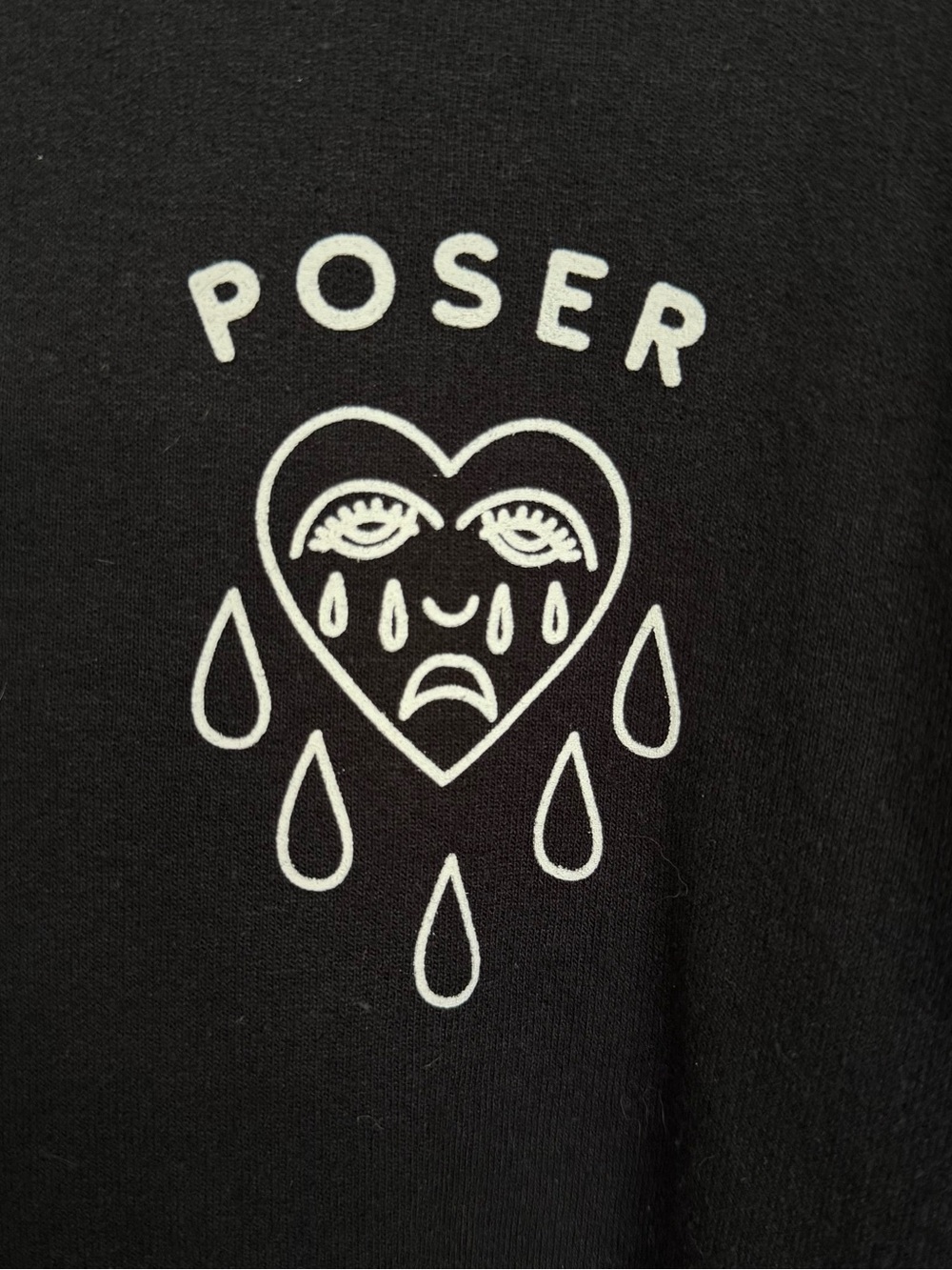 Gildan Black Crewneck Sweater with White 'Poser' Text - Picture 2 of 4